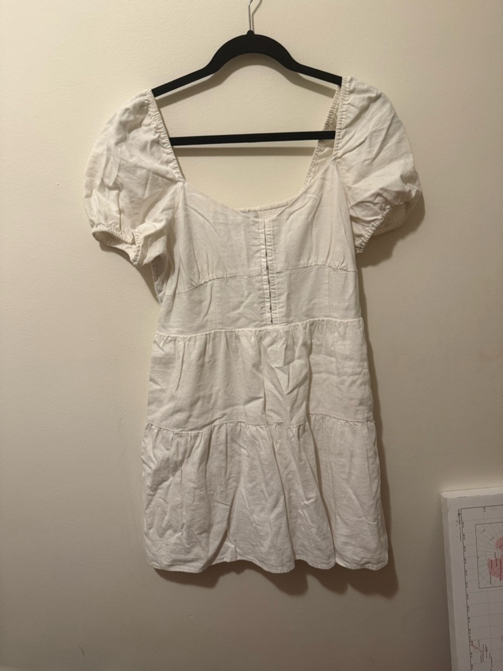 House of Harlow 1960 White Puff-Sleeve Tiered Mini Dress